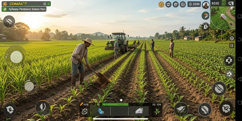 Gameplay seru dalam CEMARA77 yang menampilkan pertanian virtual.