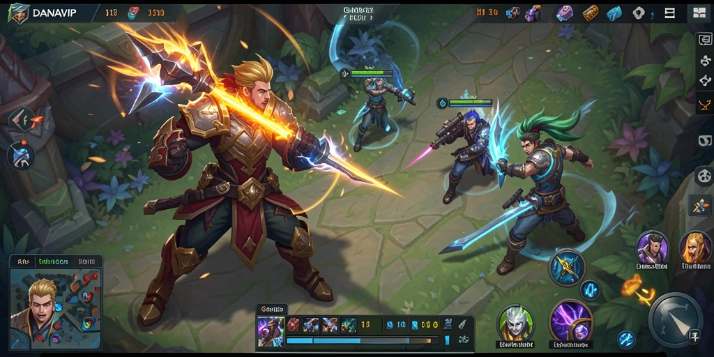 Tampilan gameplay seru dalam pertarungan MOBA DANAVIP.