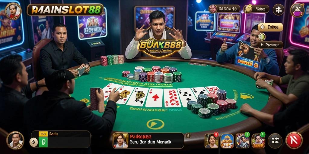 Screenshot gameplay MAINSLOT88 menunjukkan keseruan bermain poker.