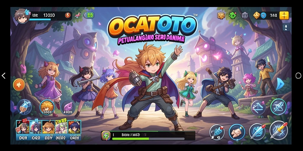 Tangkapan layar gameplay OCATOTO dengan karakter anime yang beraksi.