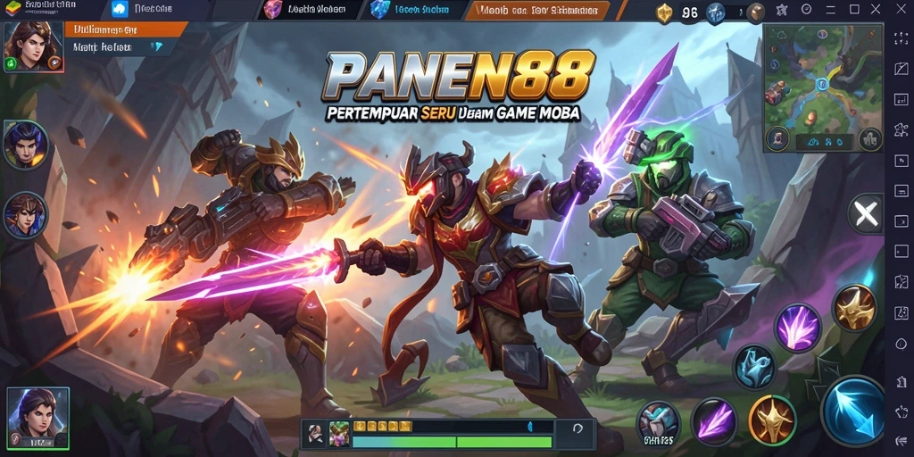 Screenshot gameplay epic dalam pertarungan MOBA.