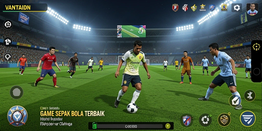 Tampilan gameplay VANTAIDN dengan aksi sepak bola yang mendebarkan.